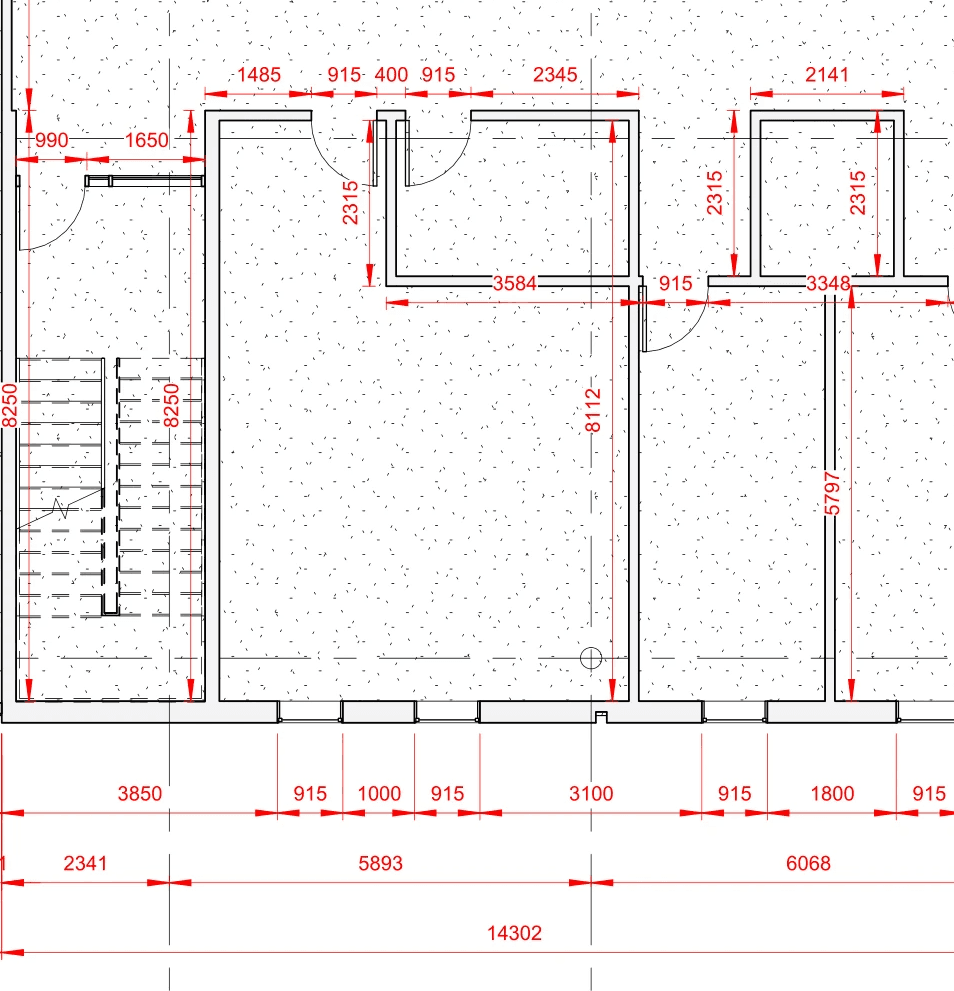 Floor plan with complete AI-generated dimension strings